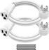 2 Pack 2FT/24Inch Power Extension Cord, Heavy Duty 16 AWG, Waterproof, Flexible, Indoor Use, White