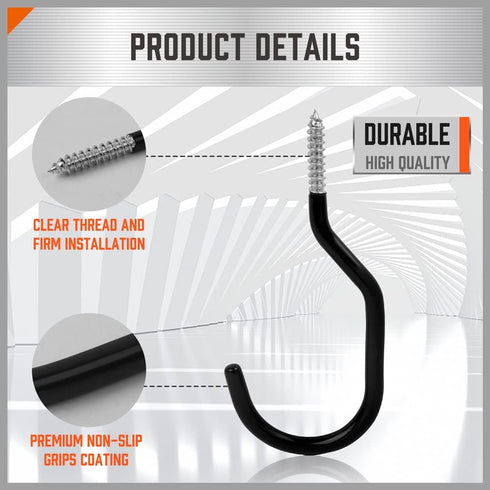 HORUSDY 6 Pack Heavy Duty Bike Hook, 6 inches, 100LBS Capacity, Garage Wall and Ceiling Bike Hooks