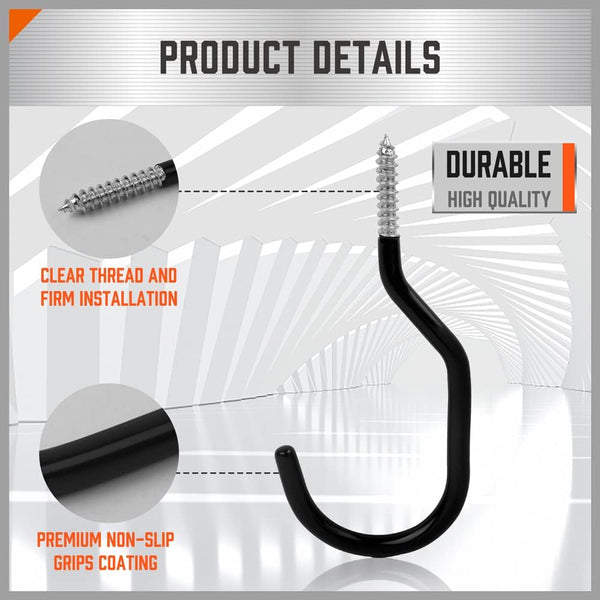 HORUSDY 6 Pack Heavy Duty Bike Hook, 6 inches, 100LBS Capacity, Garage Wall and Ceiling Bike Hooks