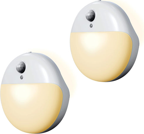 YUNLEX 2 Pack 2.6" Dimming, 3 Amber Night Light, Battery Operated Night Light, Small Sticky Lights, Light Modes, Motion