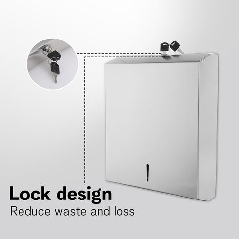 MSHHDK Commercial Paper Towel Dispenser Wall Mount Stainless Steel Paper Towel Holder with Lock Toilet Paper Napkin