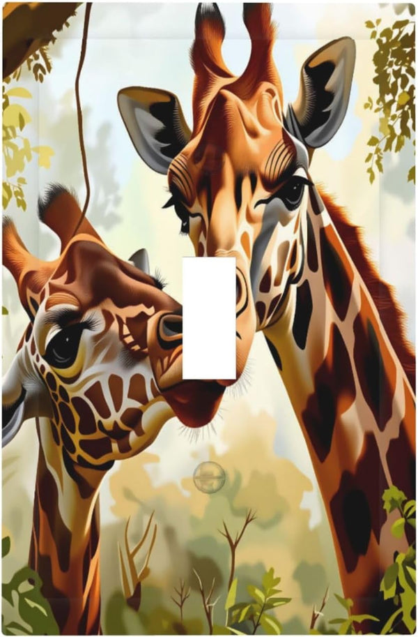 HTSAHKV Jungle Giraffe Wall Plate Light Switch Cover Single Gang Outlet Faceplate Print