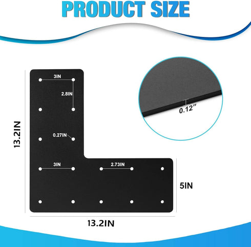 L Post Bracket, 13.2"x 13.2" Heavy Duty Mending Plate with Powder Coated for Wood 6x6 Lumber