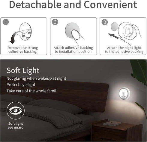 Melaus Closet 2 Levels.1- Pack Motion Sensor Night Light,Warm White USB Rechargeable Bedside Light,Magnetic Cat Lamp