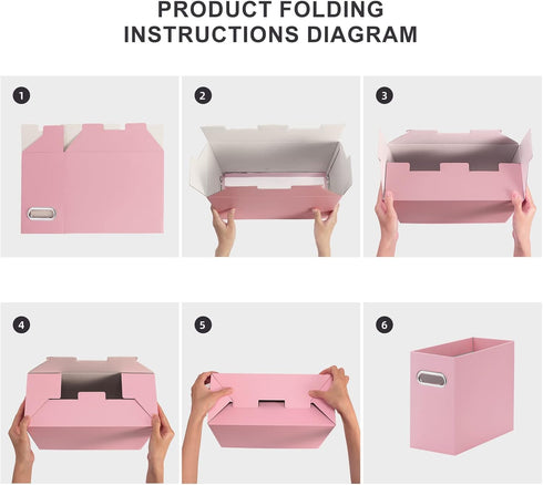 Oterri File Organizer, Pink - Small Storage Box, Collapsible File Folder Organizer for Letter Size, Portable