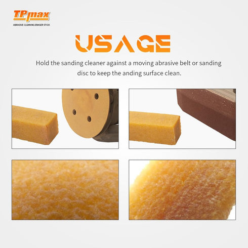 12" x 2" x 2" Inch Abrasive Cleaning Eraser Stick for Sanding Belts & Discs, Natural Rubber Build for Skateboard and