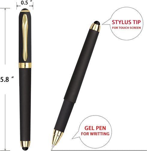 Gel Ink Rollerball Stylus Pen - 18 Pack, 0.38mm Extra Fine Point, 2 in 1 Capacitive Stylus Pen, Black Ink