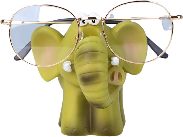 Kavura Cute Adorable Elephant Eyeglass Holder Eco-Friendly Resin Glasses Stand for Desk, Nightstand