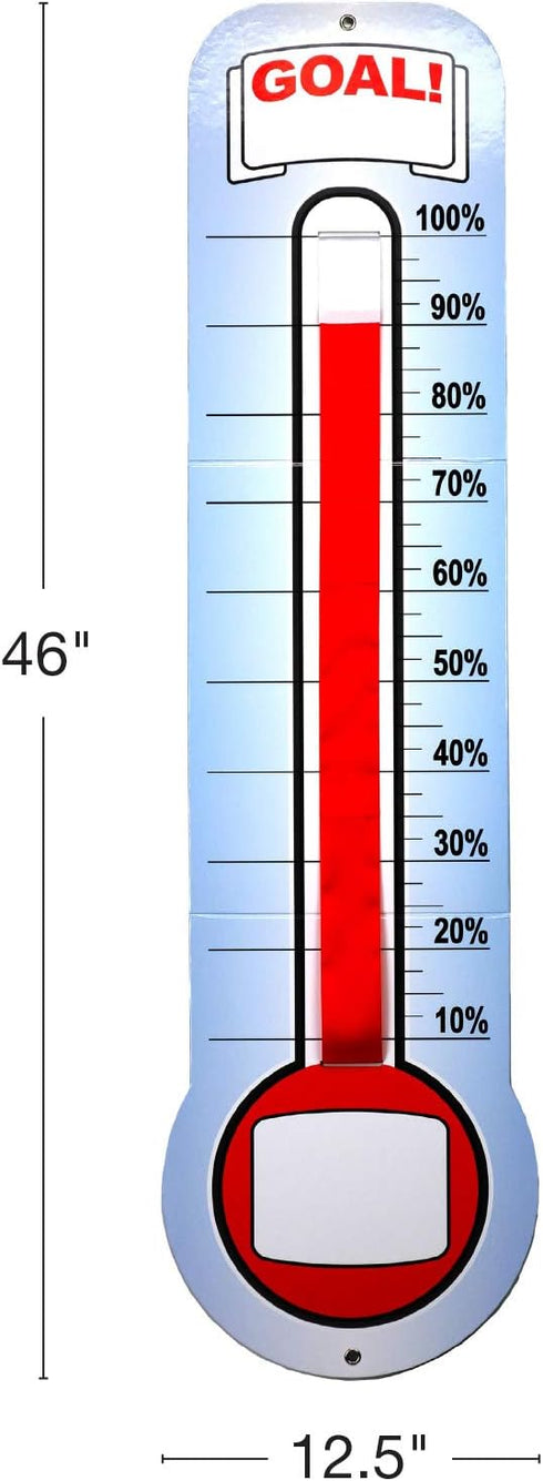 Global Printed Products Fundraising Thermometer Chart Goal Tracker, Dry Erase Wall Mounted Thermometer, Giant Sales