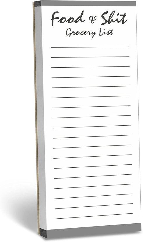 Hebayy 100 Pages Food&Shit Magnetic Back Funny Grocery List Planner Note Pad for Fridge Locker (3" x 8")