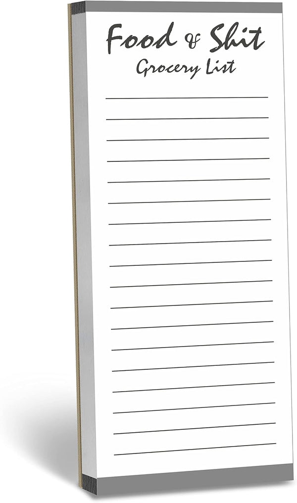 Hebayy 100 Pages Food&Shit Magnetic Back Funny Grocery List Planner Note Pad for Fridge Locker (3" x 8")