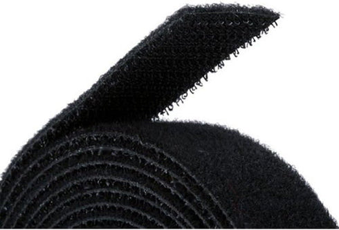 Reusable Hook & Loop Strong Grip Fastener Roll 1" x 16' - Black