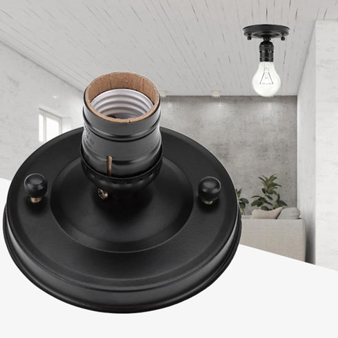 E26 E27 Pocreation Vintage Industrial Ceiling Light Fixture, Black Pendant Lamp Socket Holder, Retro Hanging or Wall