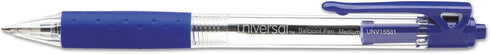 Universal Comfort Grip Ballpoint Pen, Retractable, Medium 1 Mm, Blue Ink, Dozen