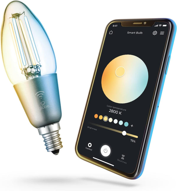 Globe Electric Wi-Fi Smart 4.5W (40W Equivalent) Straight Filament Tunable White Clear