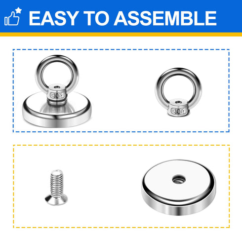DIYMAG Magnetic Hooks - 100 lbs Heavy Duty Neodymium Magnet Hooks with Countersunk Hole, Pack of 6