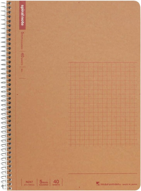 Maruman N247 Ring Notebook, 0.2 inch (5 mm) Square Ruled, A5, 40 Pieces, Set of 10