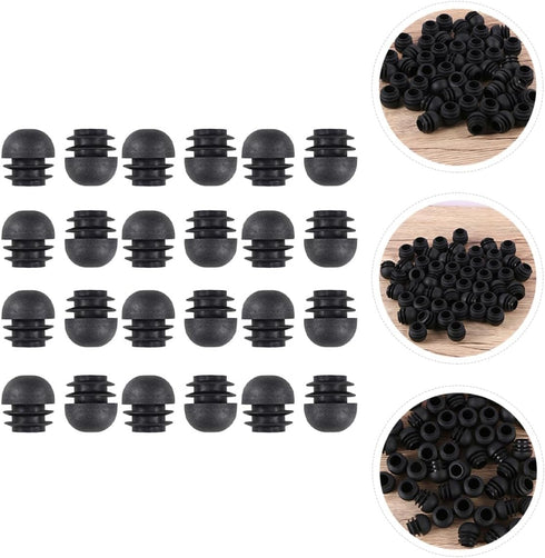 50pcs 25mm PRETYZOOM Black Round Plastic Furniture Leg Plugs Chair Glide Inserts Tubing End Caps Diameter Home Table