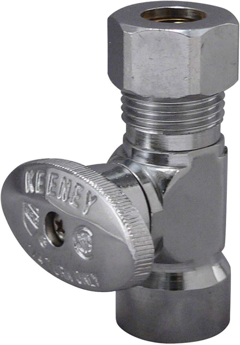 Keeney 2058PCLF 1/2-Inch FIP by 3/8-Inch O.D. Quarter Turn Straight Valve, Chrome