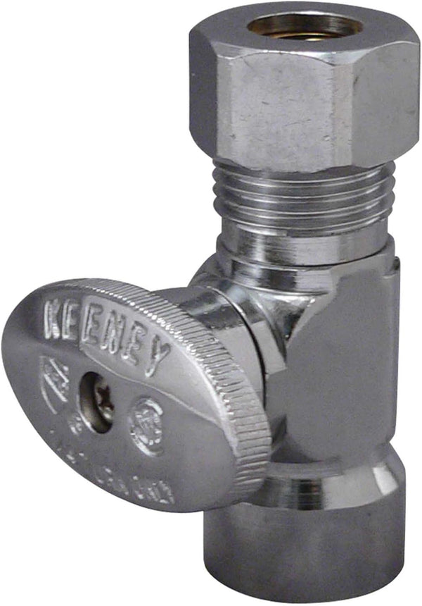 Keeney 2058PCLF 1/2-Inch FIP by 3/8-Inch O.D. Quarter Turn Straight Valve, Chrome