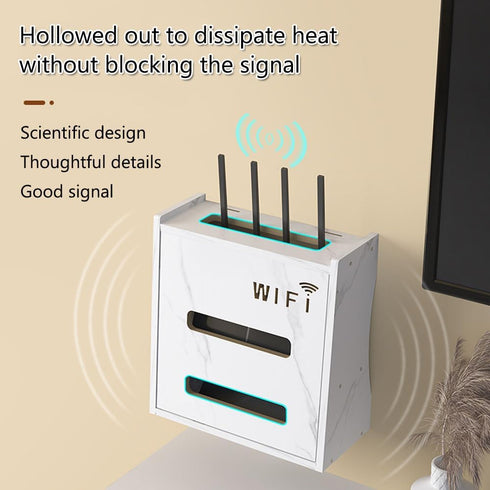 Haiansan Wooden Router Shelf Wall Mount WiFi Router Storage Box, Modem Rack Power Strip Cable Management Hider