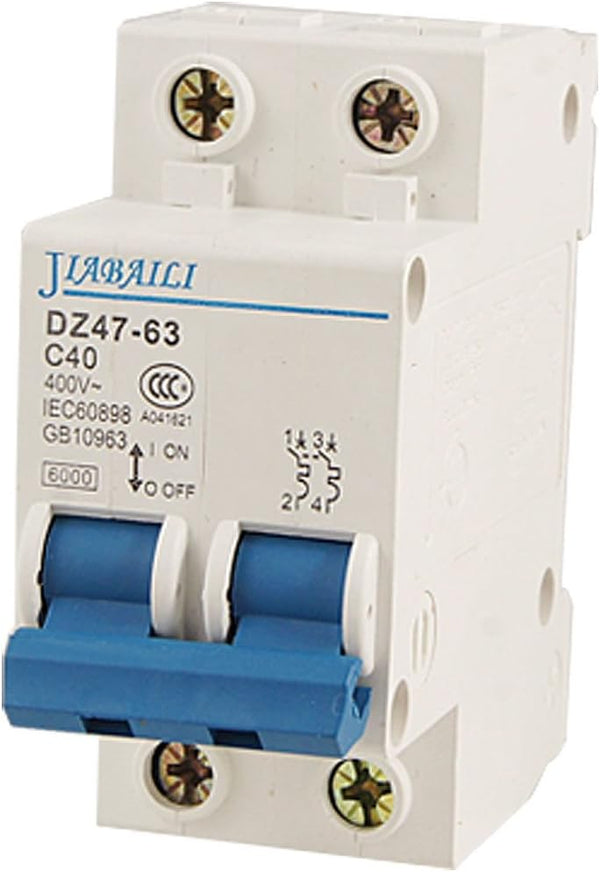 uxcell ON/OFF Safety Switch 2 Poles Miniature Circuit Breaker AC 400V 40A