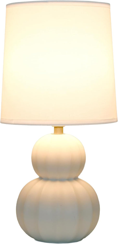 LT1162-OFF 12.5" Simple Designs Chic Glow Stacked Double Gourd Ceramic Table Lamp, for Bedroom, Office, Living Room