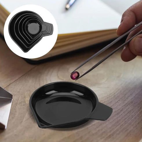 Weighing Pan Narrow Spout Plastic Scale Tray Set, 5 Sizes Black for Weighing Liquid Powder, etc. Lab Equipment