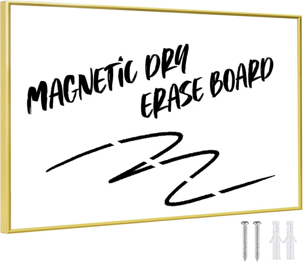 Dry Erase White Board, 8"x 13" Gold Aluminum Frame Magnetic Whiteboard for Wall Office, School, Home