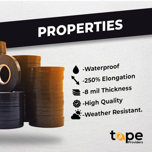 WOD ETC766MS Black Electrical Tape, 4 inch x 66 ft, UL/CSA/CE Listed, Rated up to 600V and 176°F