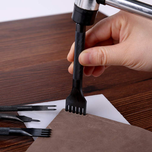 4 Pcs Leather Prong Punch Tool Set, Leather Craft Hole Punches 1/2/4/6 for Stitching Punch Tool (3mm)