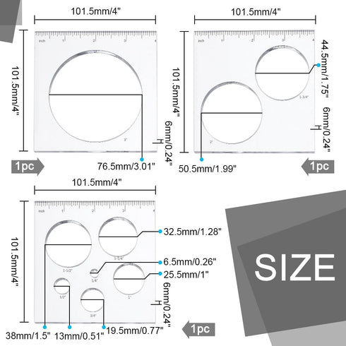 9 3 101.5mm/4 inch PH PandaHall in Circle Inlay Templates, Acrylic Router Jig Templates Router and Decorative Templates