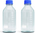 1000ml Borosilicate Glass Storage Bottles, 2pcs Round Media Storage with GL45 Blue Screw Cap for Safe Probe Storage