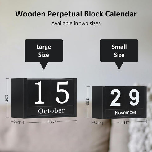 DEERINE Wooden Block Calendar for Desk, Large Size Daily Desktop Perpetual Desk Calendar, Cute Date Display Desk