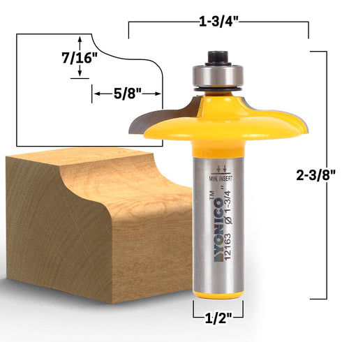 1/2-Inch 12163 YONICO Cabinet Door Edge Router Bits Ogee Euro Style Shank