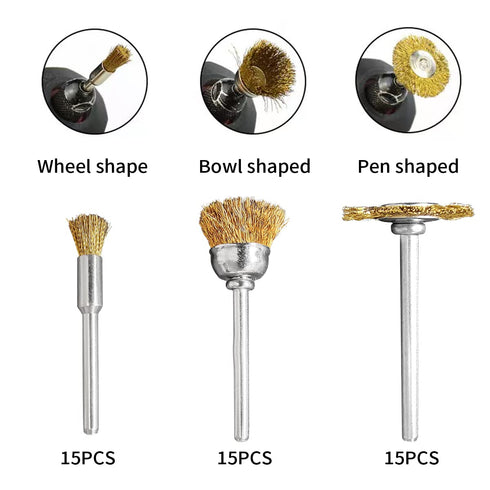18Pcs Wire Brushes Set, Steel Wire Wheels Pen Brushes Kit for Rotary Tool, 1/8"(3mm) Shank