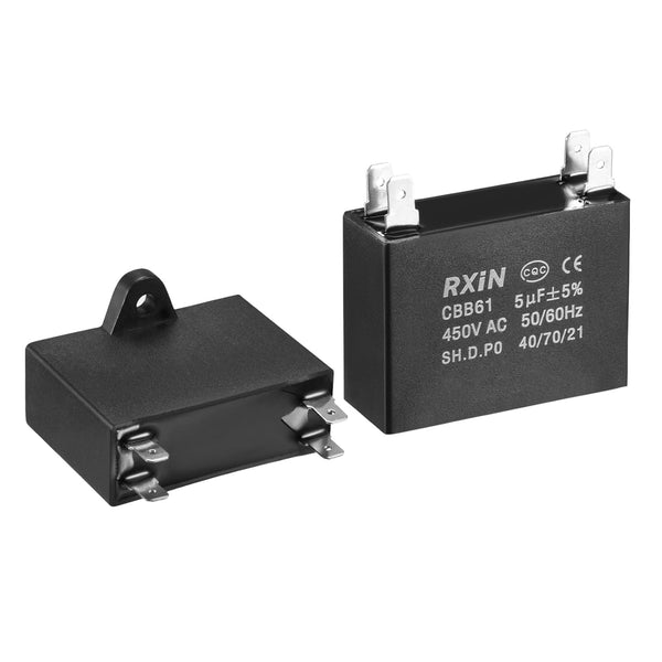 YOKIVE CBB61 Run Capacitor, 450V AC 5uF 50/60Hz Double Insert Round Capacitor, Low Loss for Washing Machines Motor -