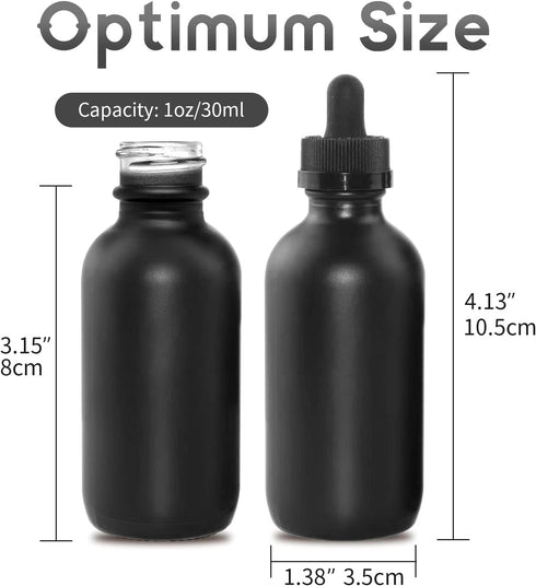 24 Pack Frosted Black Dropper Bottles, 1oz/30ml Glass Tincture Bottles with Measured Eye Dropper, Leak Proof Travel Bottles for Essential Oils/Chemistry Lab Chemicals/Colognes & Perfumes
