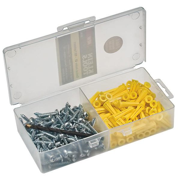 Klein Tools 53729 Conical Anchor Kit with 100 Anchors, 100 #2 Phillips, 1/4 Inch Masonry Drill Bit