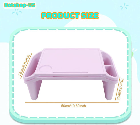 6 (19.6" 9.8" 7" Pcs Kids Lap Desk Tray, Plastic Breakfast Laptop Trays with Side Pockets, Portable Stackable Lap Bed
