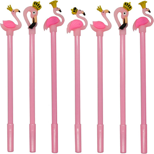 Maydahui 28PCS Cute Crown Flamingo Shaped Rollerball Pens Black Gel Ink for Office School Home