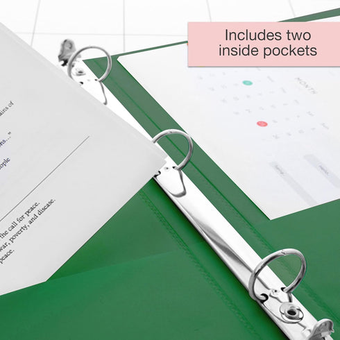 BAZIC 3 Ring Binder 1.5" Economy View Binders Organizer - Green, Round Ring, Holds 250 Sheets, for School Office Home,