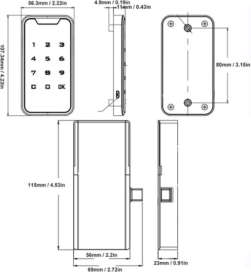 Fingerprint and Code Touch Keypad Lock for Cabinets and Lockers