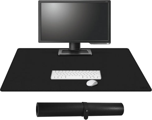 Cacoy Leather Desk Pad Protector, 36" x 20" Large Mouse Pad, Waterproof Desk Writing Pad for Office and Home, Black