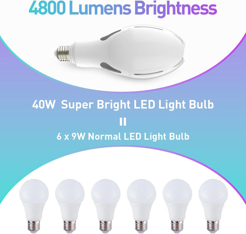 ORALUCE Super Bright LED Light Bulb 40W, ED90 E26 500W Equivalent, 4000K Neutral White 4800LM, 1 Pack