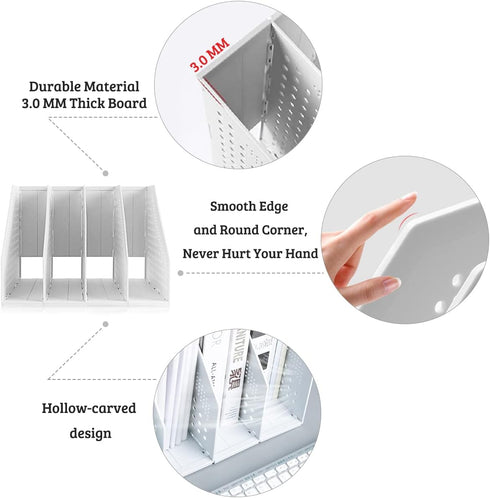SAYEEC 2Pcs Collapsible Plastic Magazine File Holder, Vertical Binder Organizer for Desk, 3 Compartments, Gray
