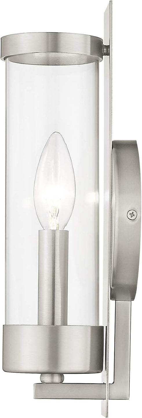 10141-91 Livex Lighting Brushed Nickel Wall Sconce with Clear Glass