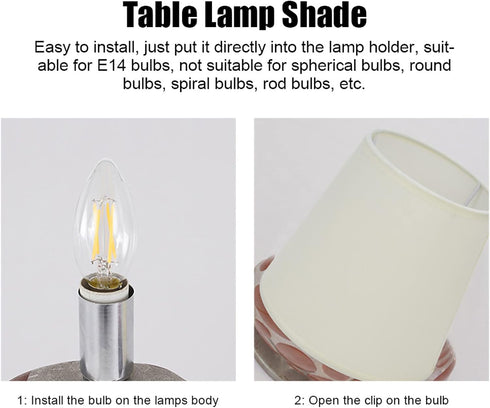 2Pcs E14 European Style Indoor Lampshades for Table Lamp Fabric Lampshade for Chandelier Floor Lamp(Beige)