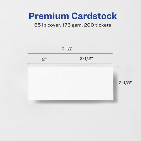Avery Printable Tickets, 2-1/8" x 5-1/2", Laser/Inkjet, 200 Total for Raffle Tickets (16431)