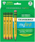 Ticonderoga My First Short Triangular Wood-Cased Pencils, 2 HB Soft with Erasers, Yellow, 12 Count